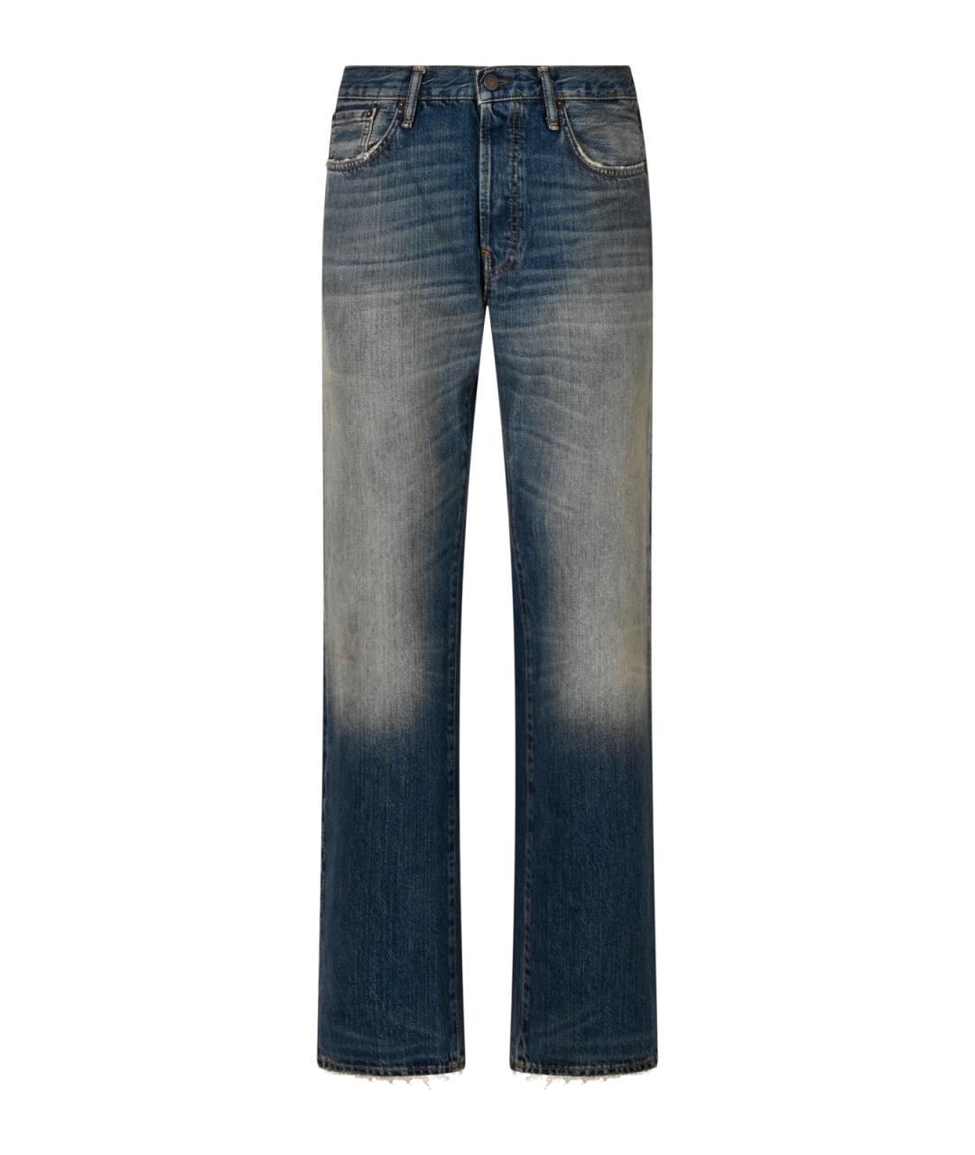 ACNE STUDIOS Синие хлопковые прямые джинсы, фото 1