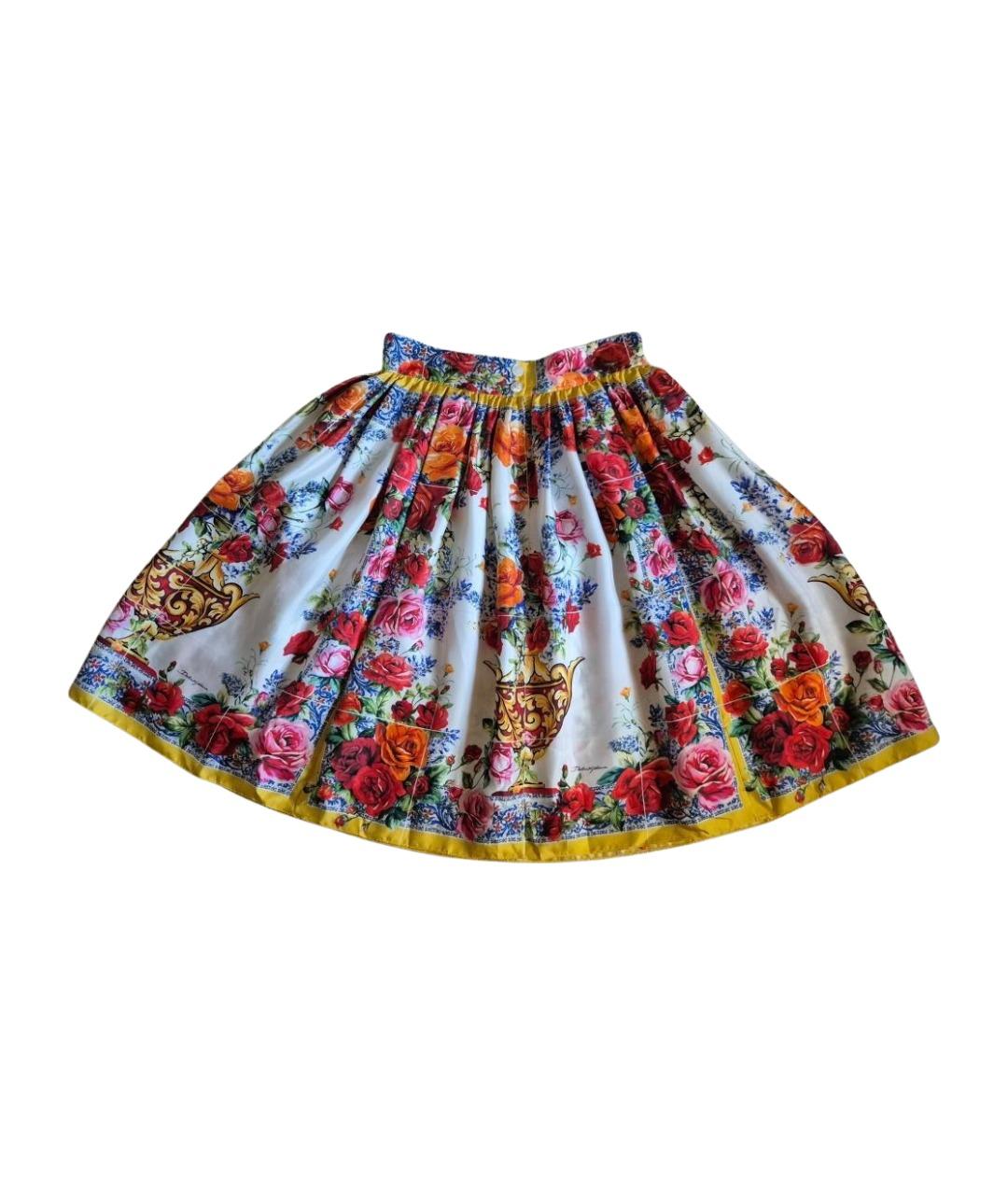 DOLCE&GABBANA Мульти шелковая юбка миди, фото 1