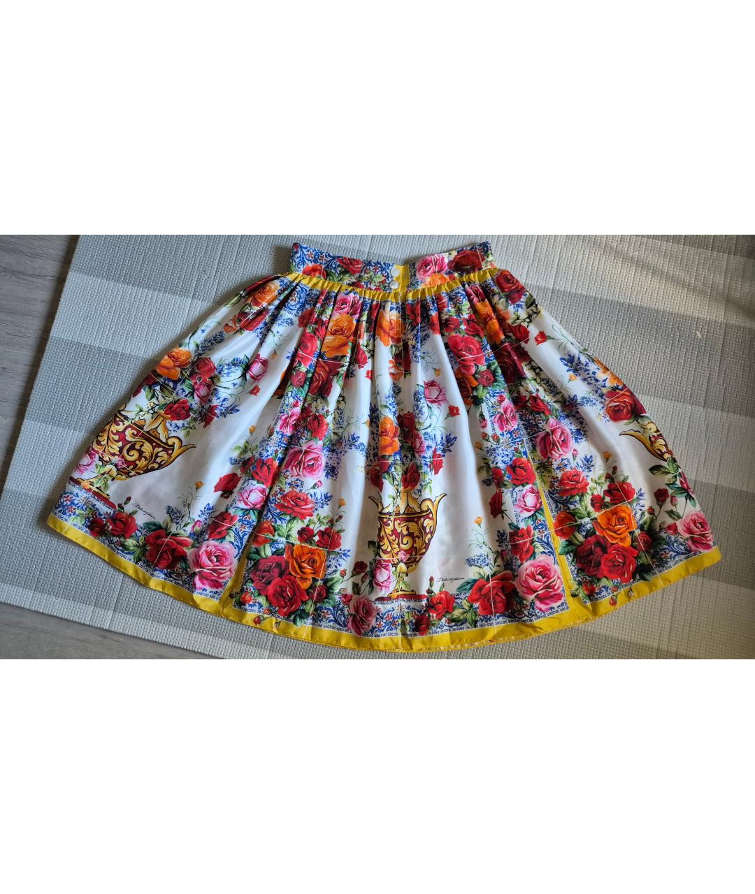 DOLCE&GABBANA Мульти шелковая юбка миди, фото 8