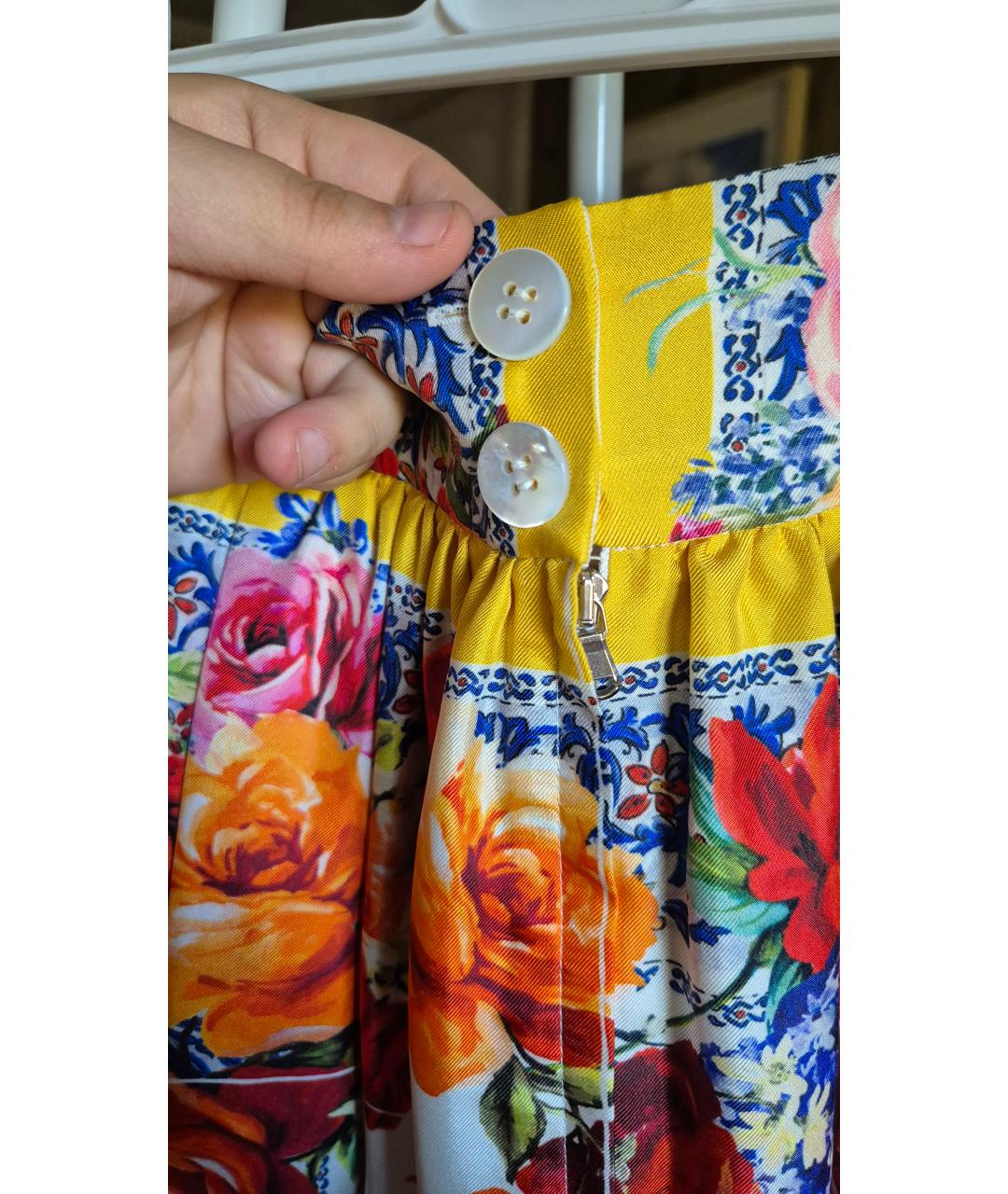 DOLCE&GABBANA Мульти шелковая юбка миди, фото 3