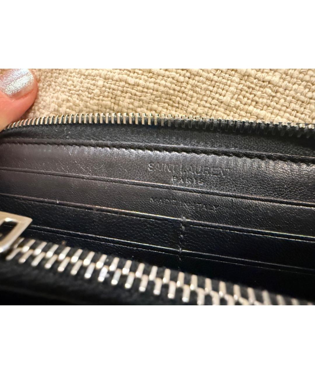 SAINT LAURENT Черный кожаный кошелек, фото 8