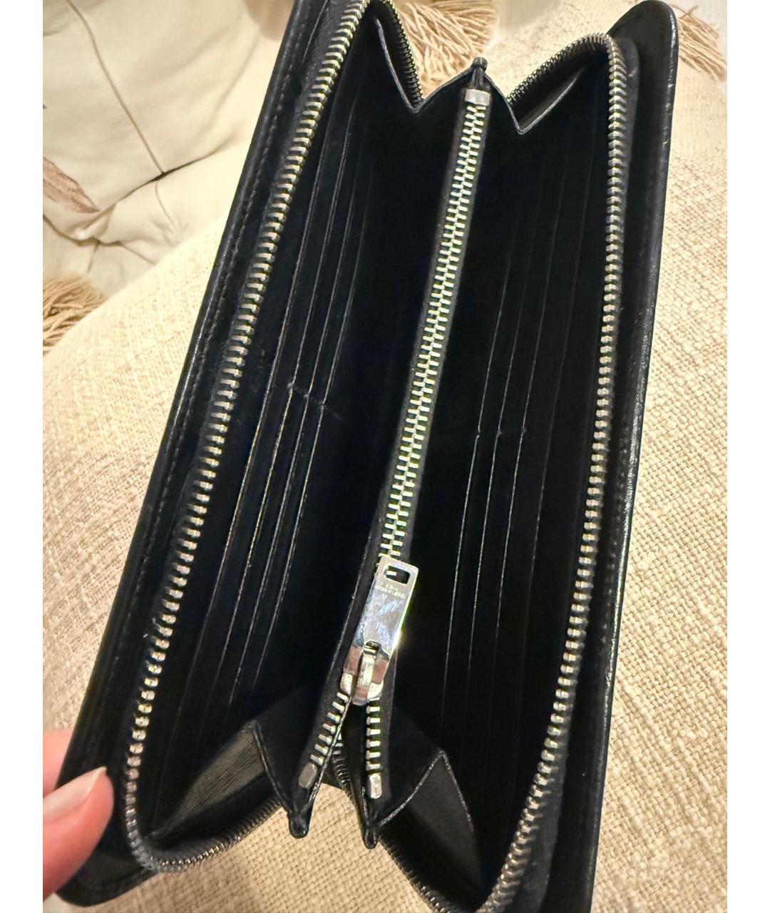 SAINT LAURENT Черный кожаный кошелек, фото 3