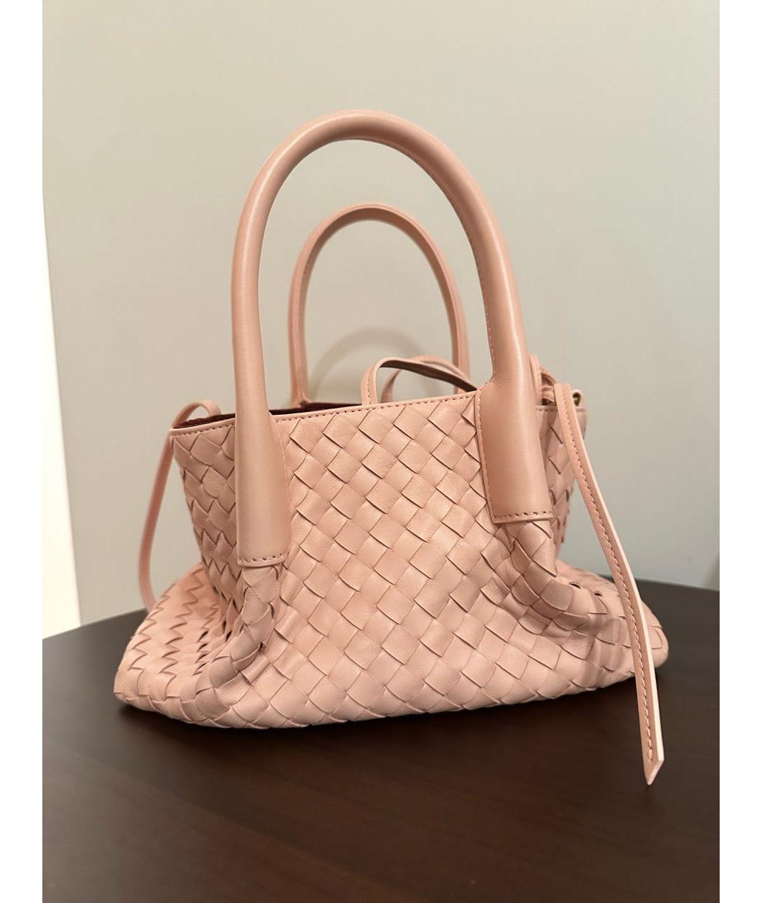 BOTTEGA VENETA Розовая кожаная сумка с короткими ручками, фото 5