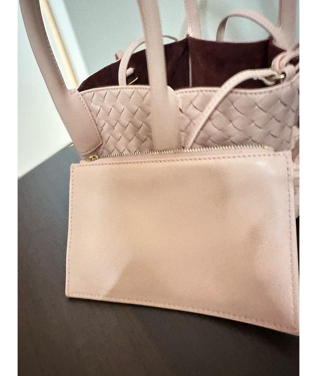 BOTTEGA VENETA Розовая кожаная сумка с короткими ручками, фото 3