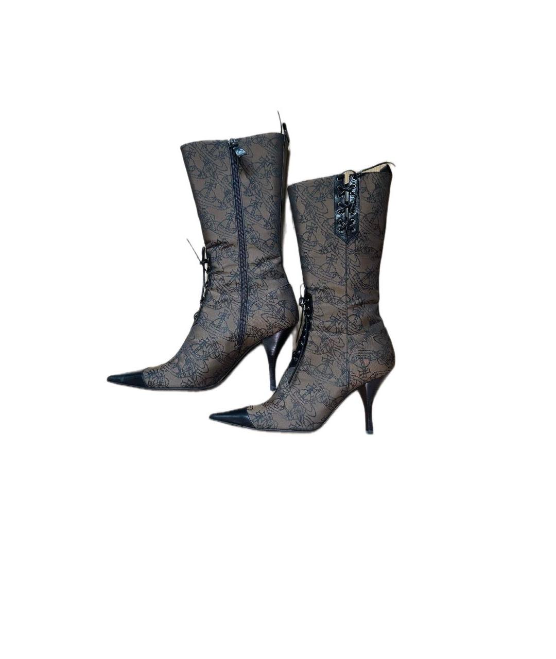VIVIENNE WESTWOOD Коричневые текстильные полусапоги, фото 6