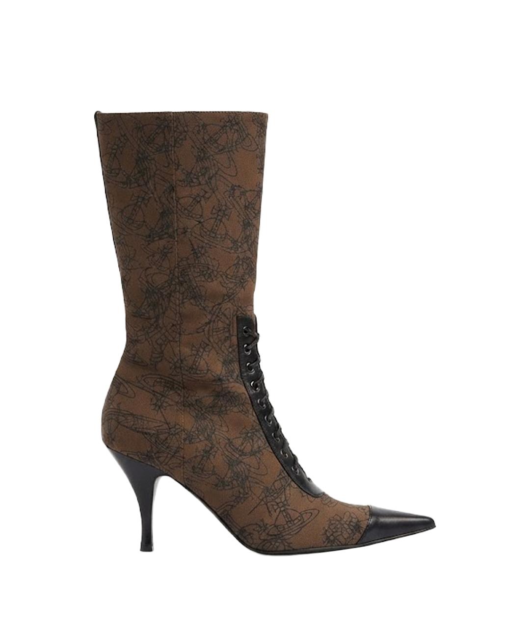VIVIENNE WESTWOOD Коричневые текстильные полусапоги, фото 1