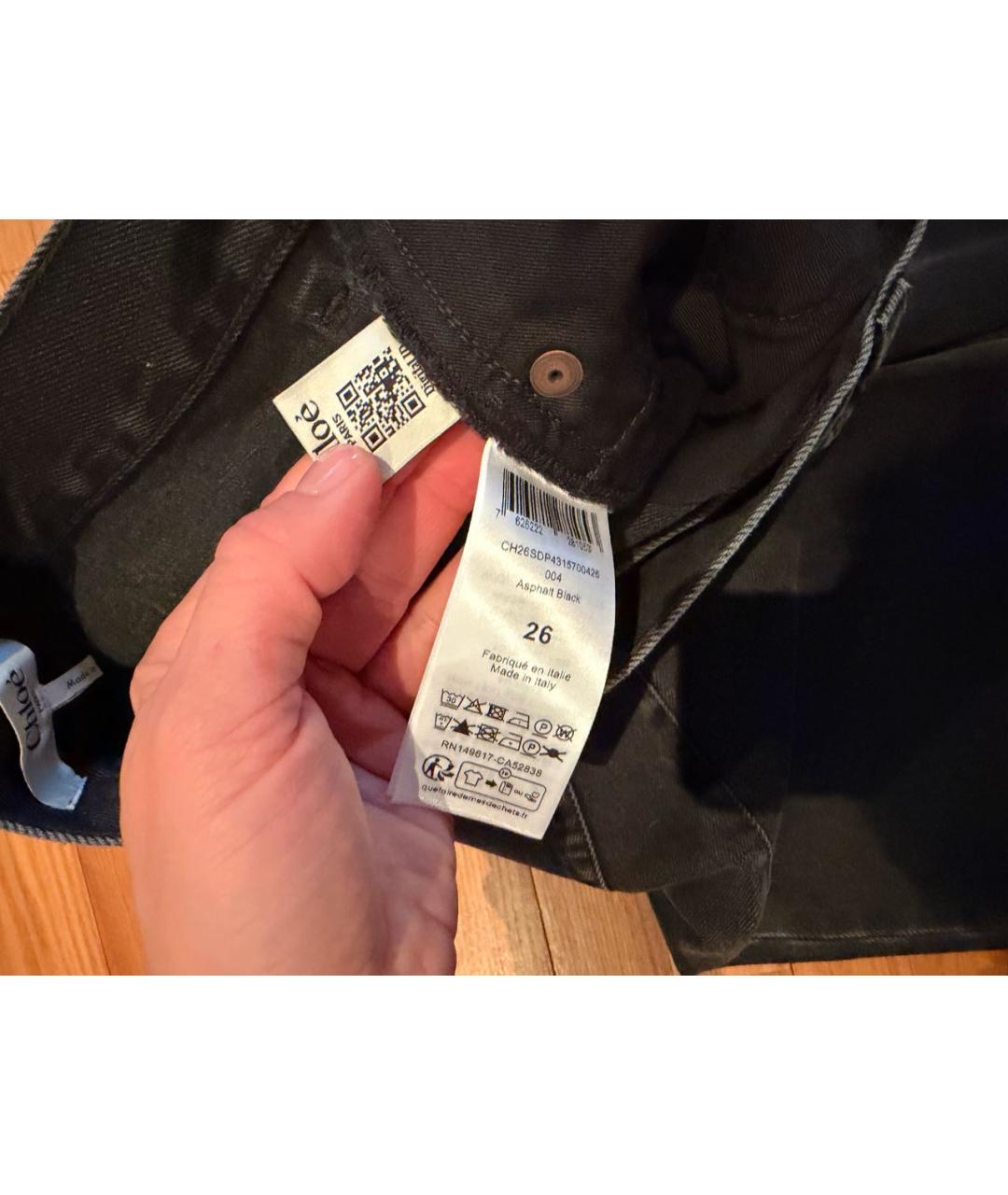 CHLOE Черные хлопковые прямые джинсы, фото 7