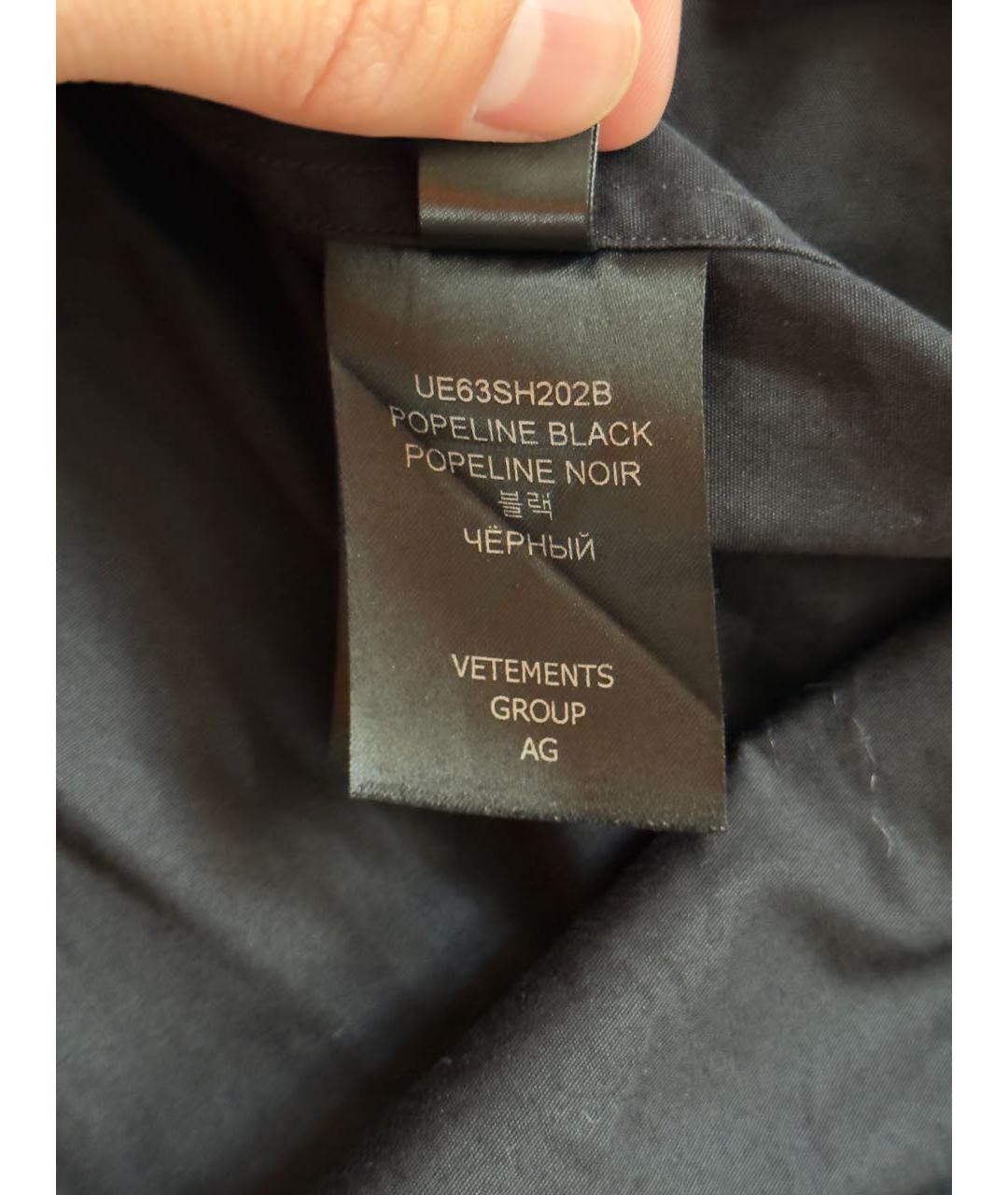 VETEMENTS Черная хлопковая классическая рубашка, фото 8
