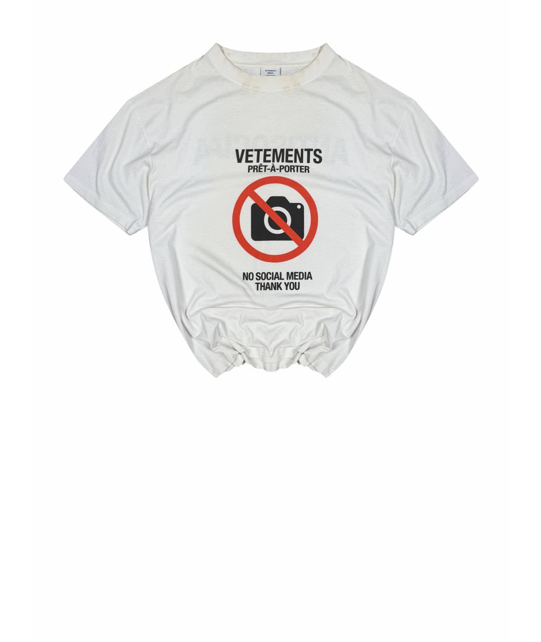 VETEMENTS Белая хлопковая футболка, фото 1
