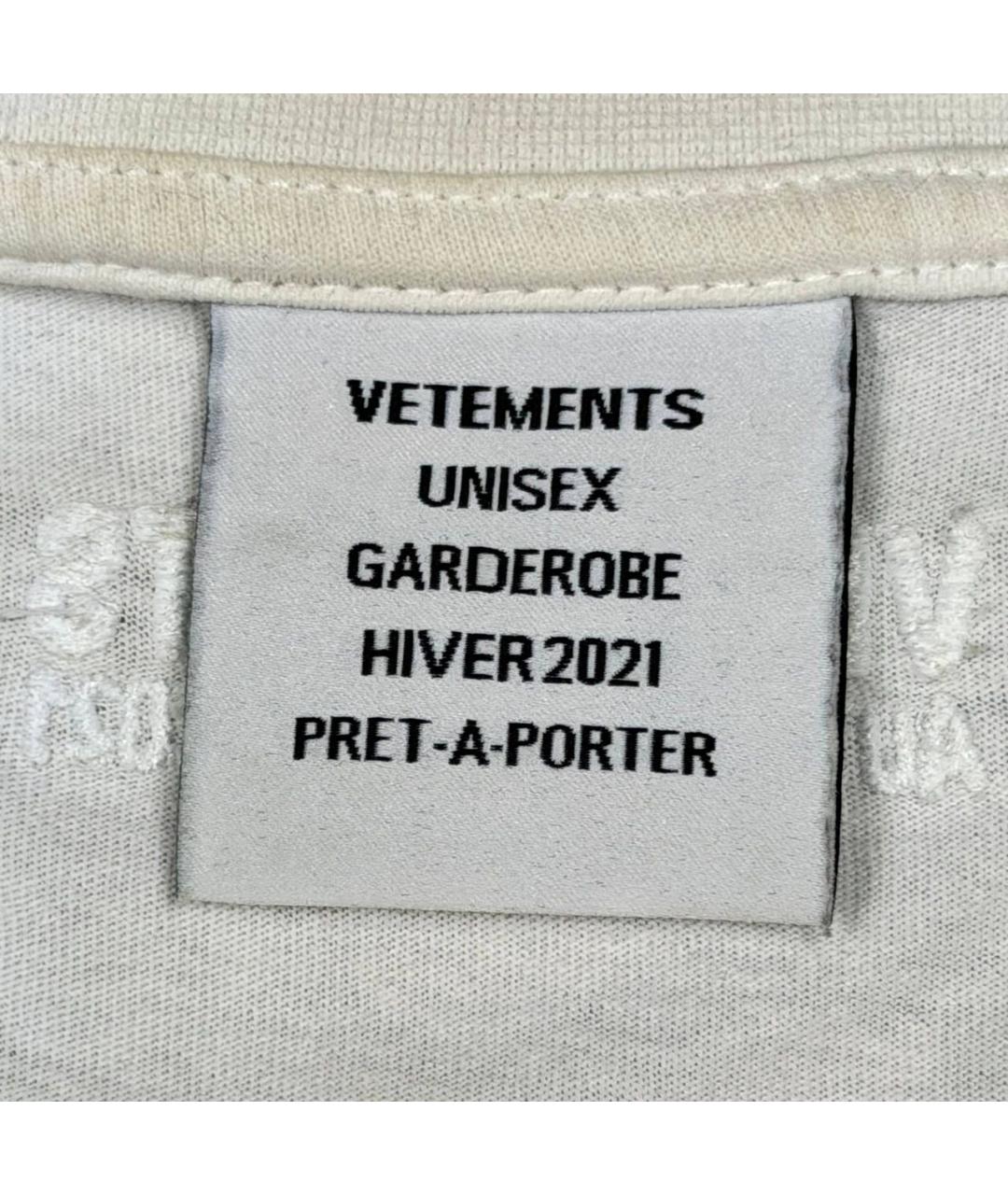 VETEMENTS Белая хлопковая футболка, фото 3