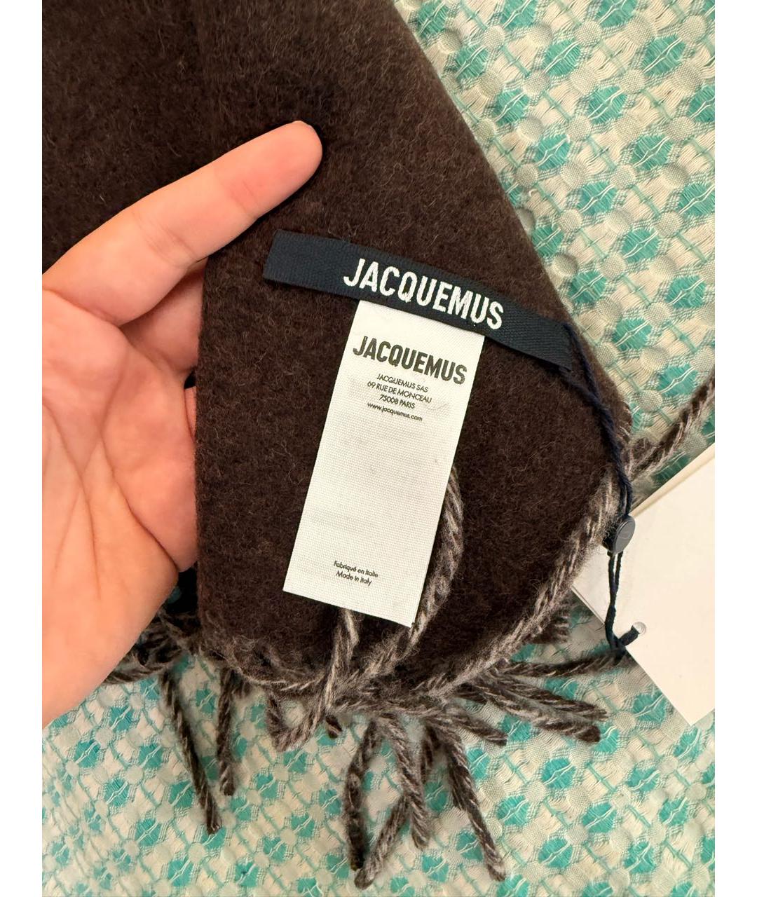 JACQUEMUS Коричневый шерстяной шарф, фото 4