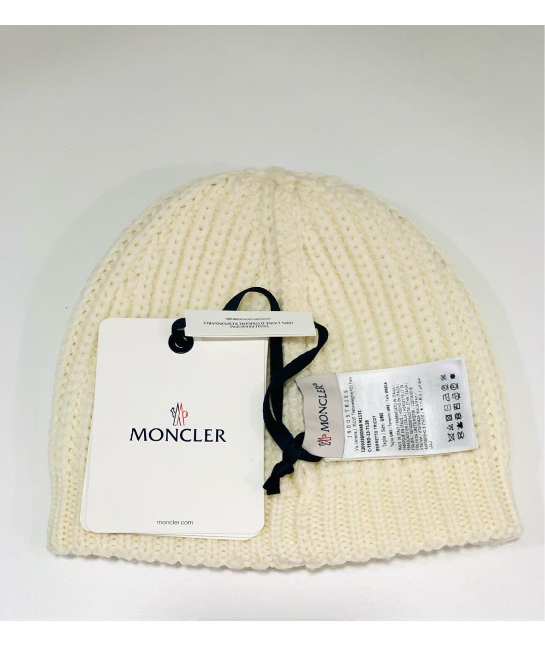 MONCLER Белая шерстяная шапка, фото 3