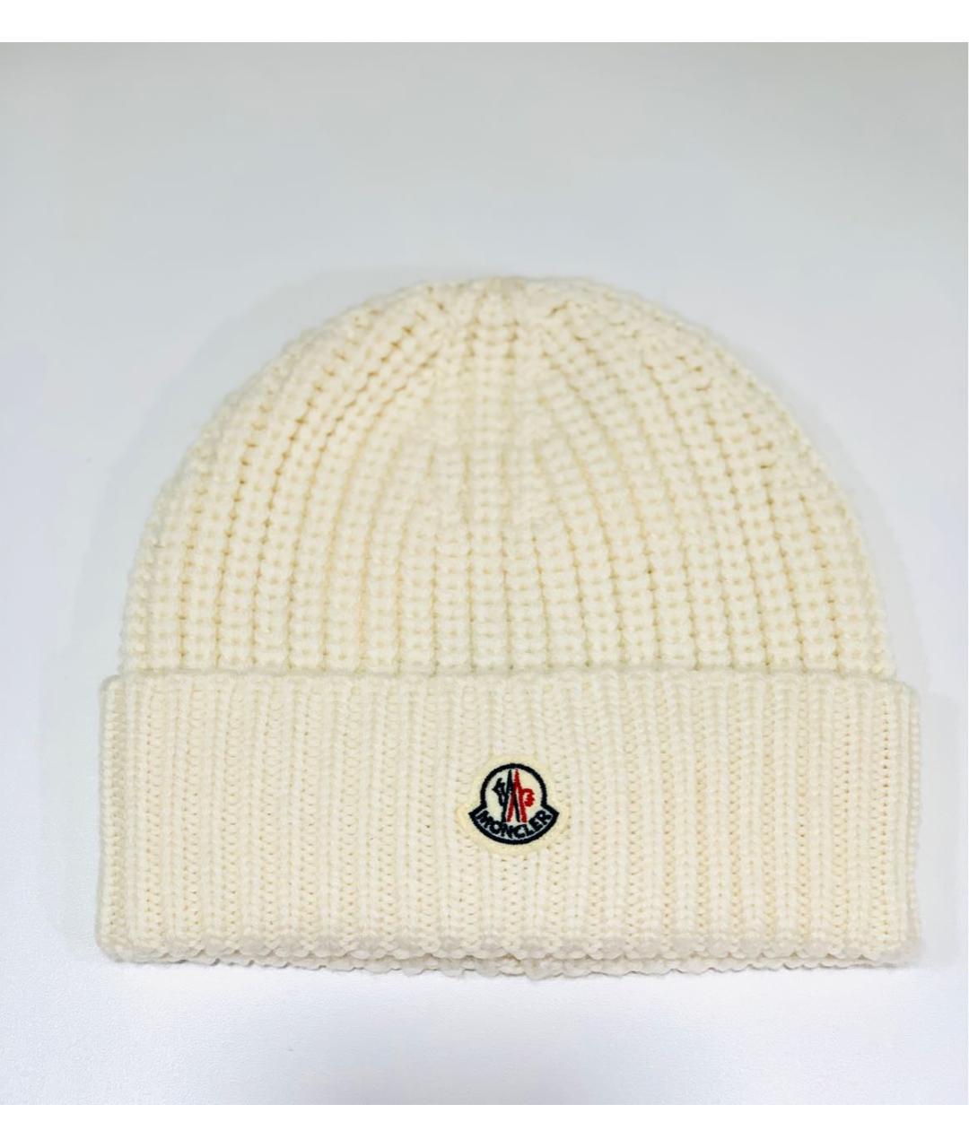 MONCLER Белая шерстяная шапка, фото 6