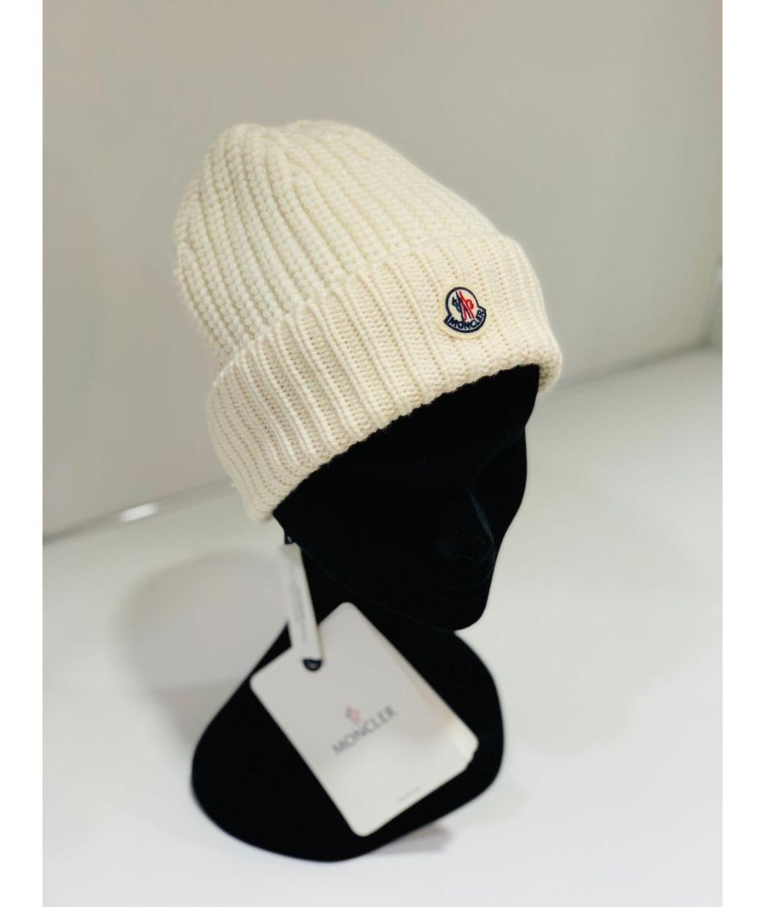 MONCLER Белая шерстяная шапка, фото 5