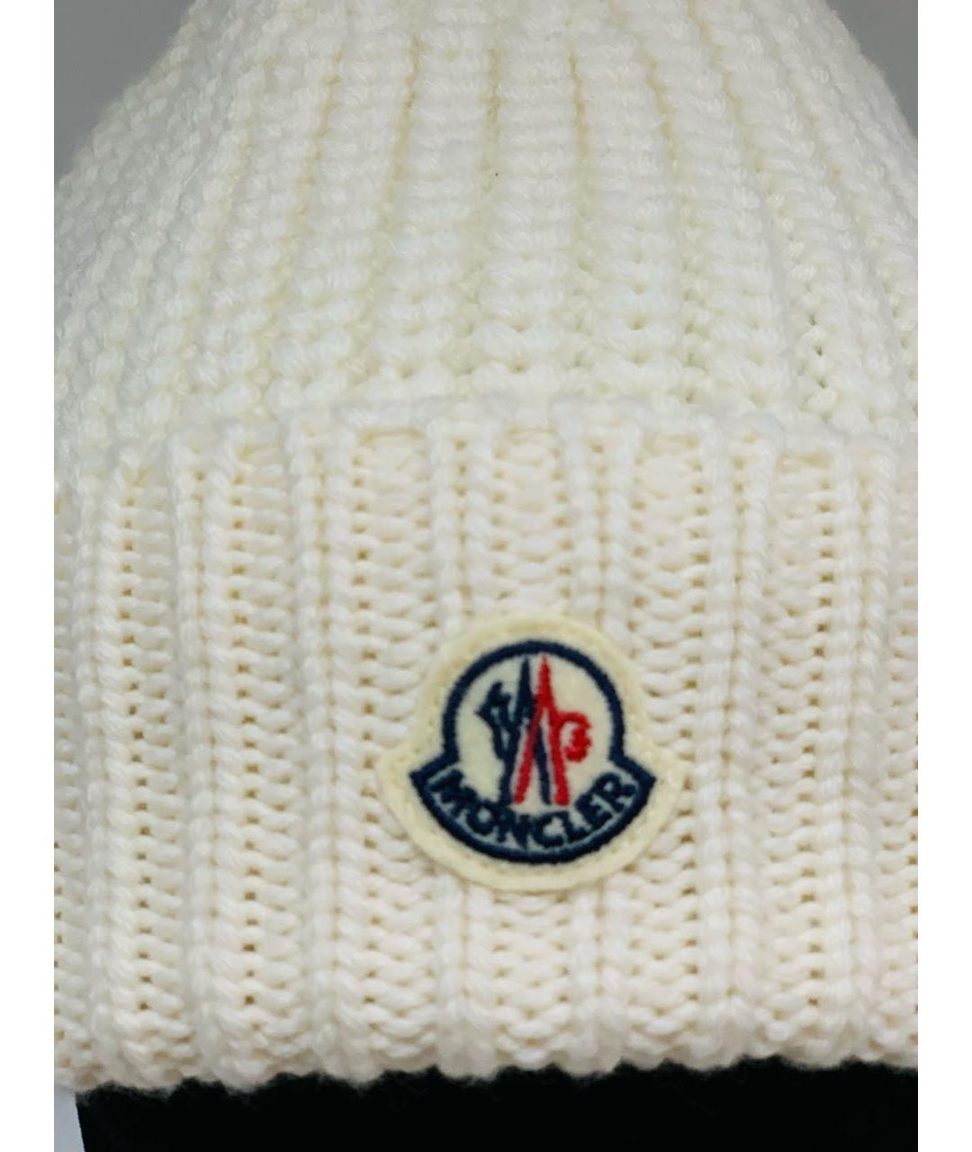 MONCLER Белая шерстяная шапка, фото 4