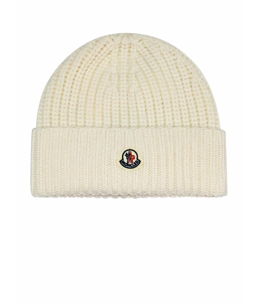 MONCLER Белая шерстяная шапка, фото 1