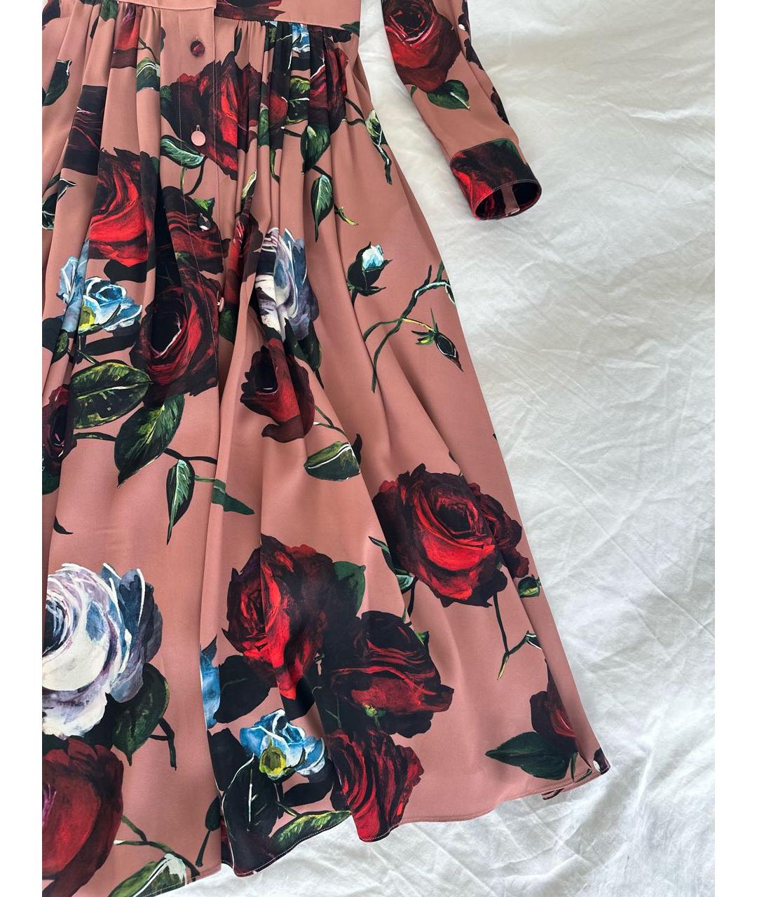 DOLCE&GABBANA Розовое шелковое коктейльное платье, фото 6