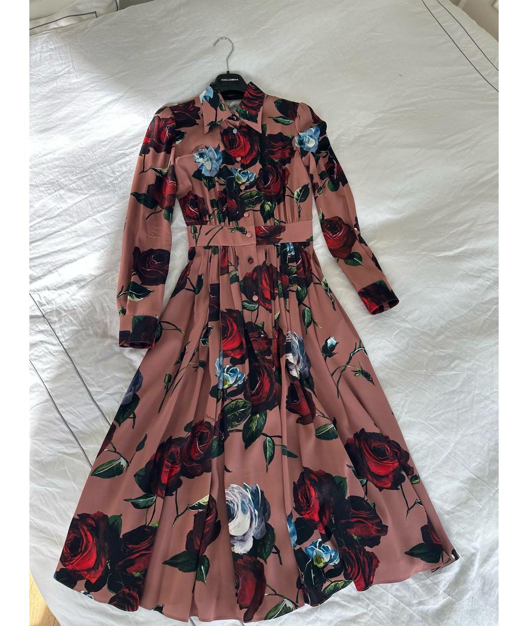 DOLCE&GABBANA Розовое шелковое коктейльное платье, фото 4
