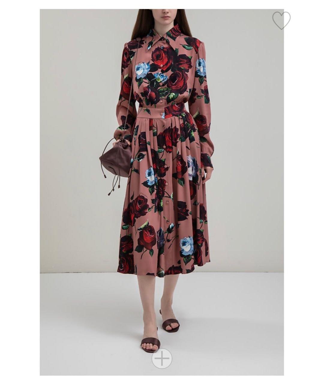 DOLCE&GABBANA Розовое шелковое коктейльное платье, фото 3