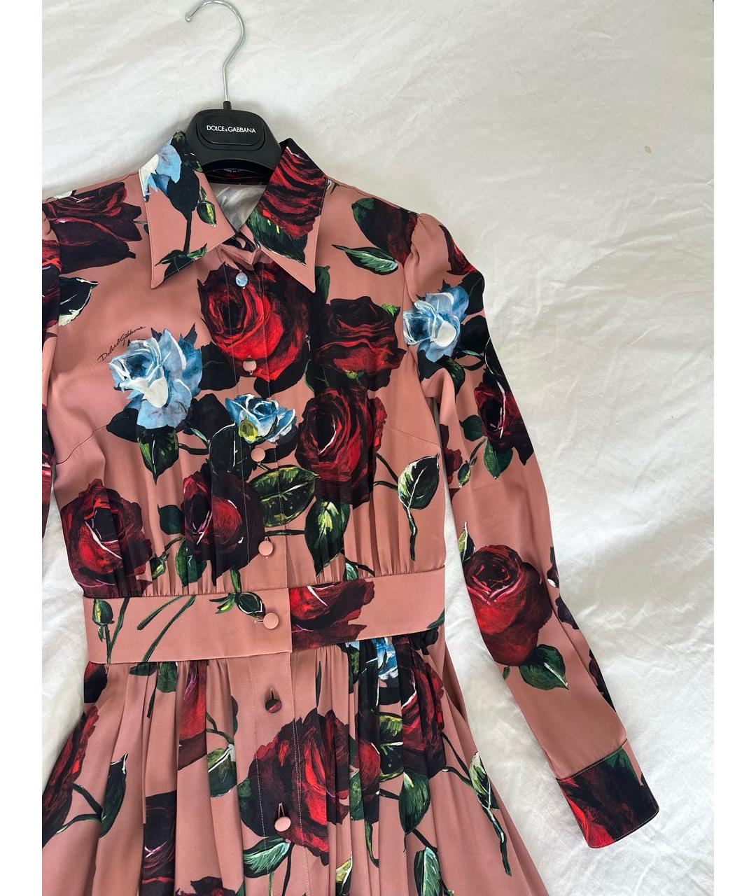 DOLCE&GABBANA Розовое шелковое коктейльное платье, фото 5