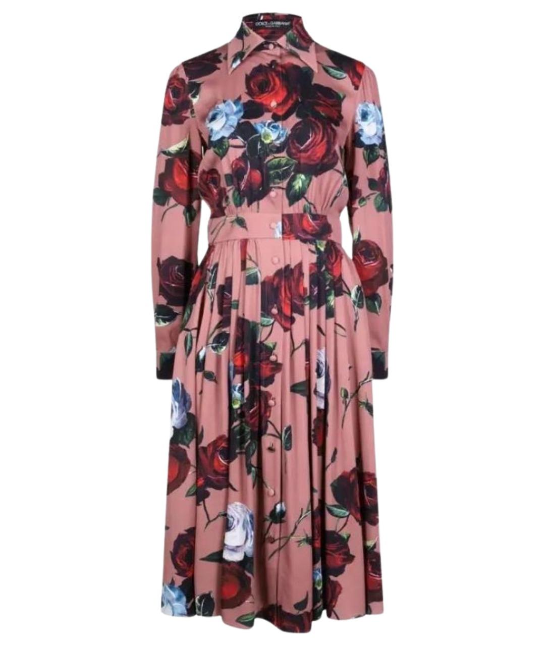 DOLCE&GABBANA Розовое шелковое коктейльное платье, фото 1