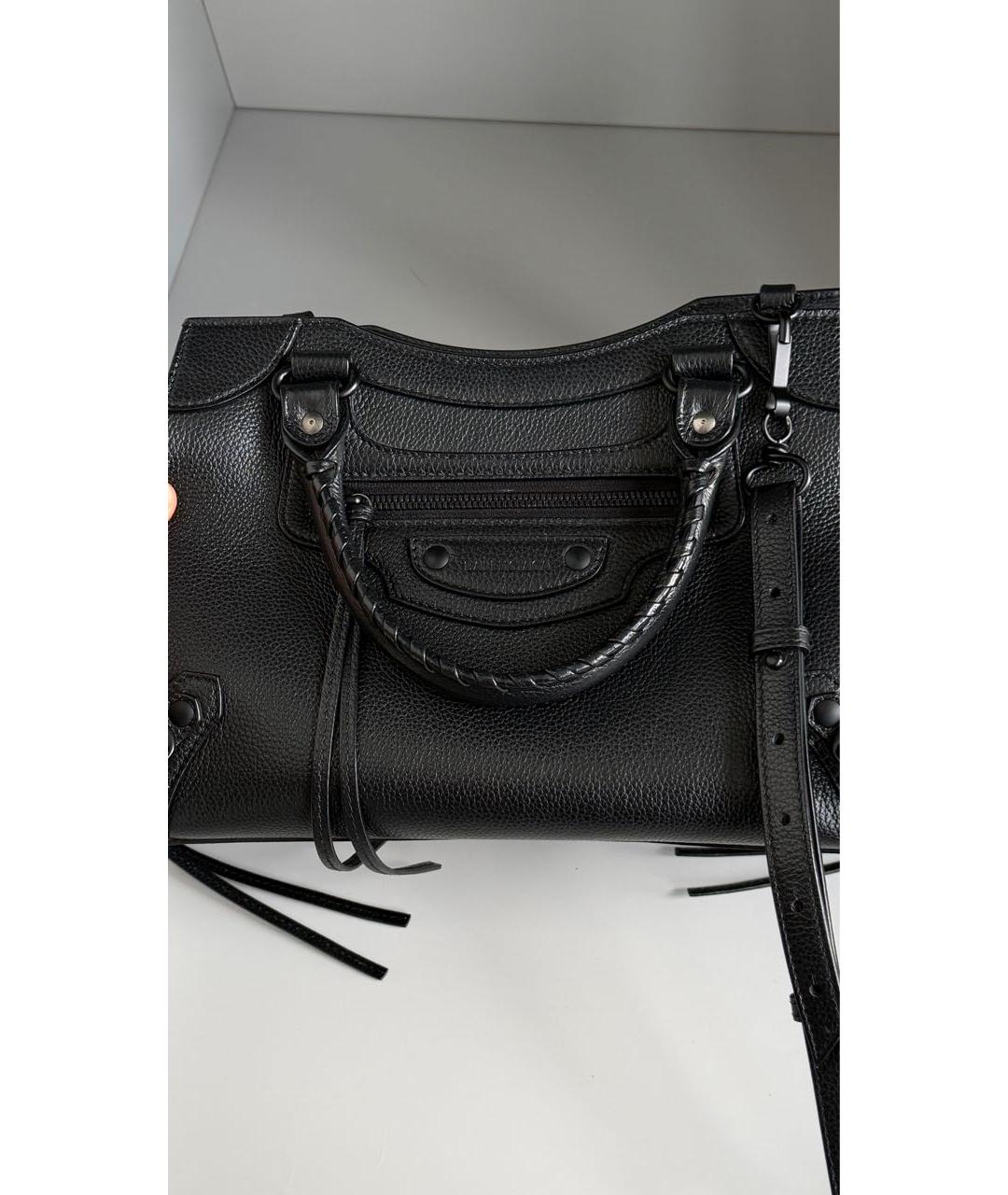 BALENCIAGA Черная кожаная сумка с короткими ручками, фото 5