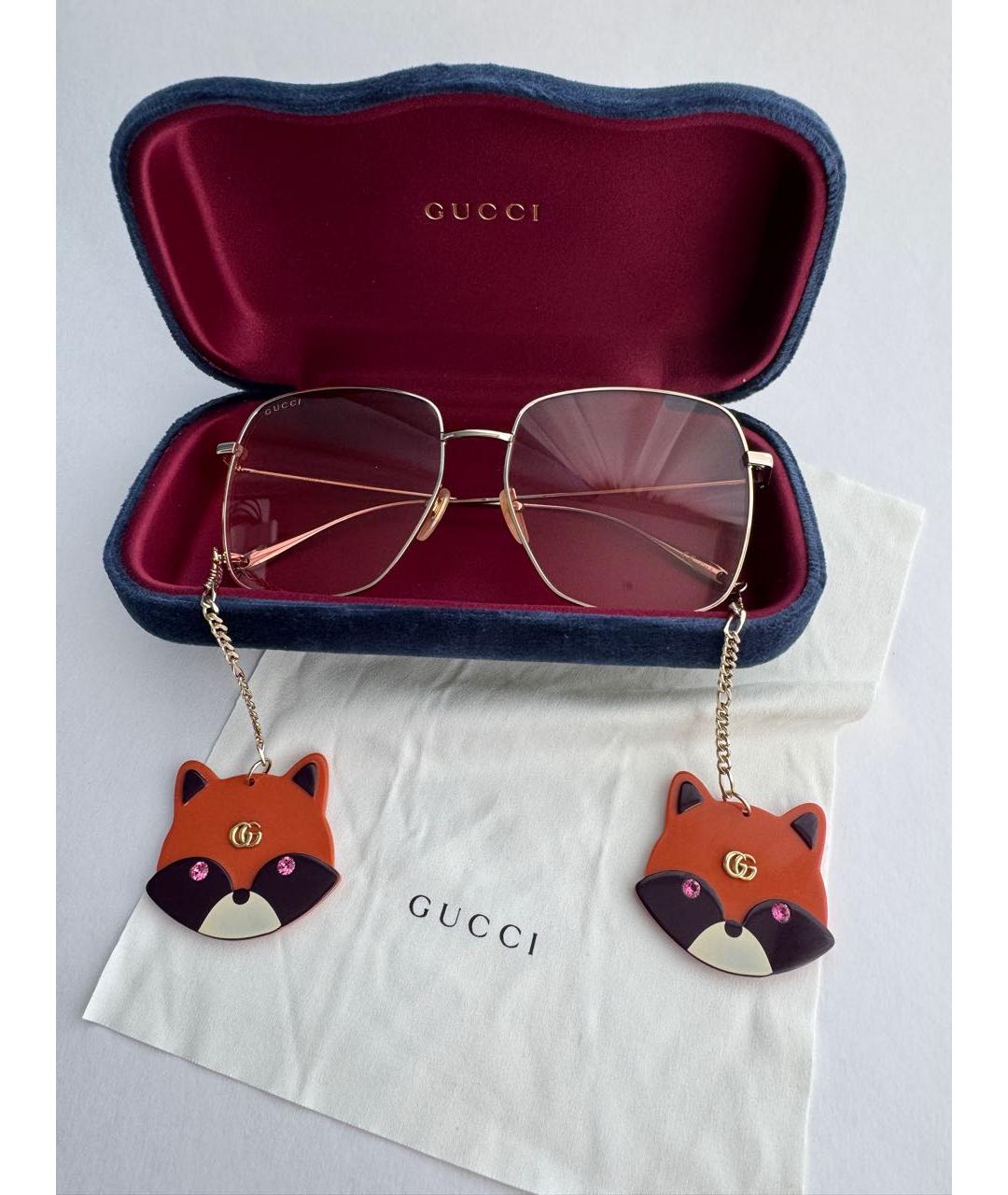 GUCCI Розовые металлические солнцезащитные очки, фото 6
