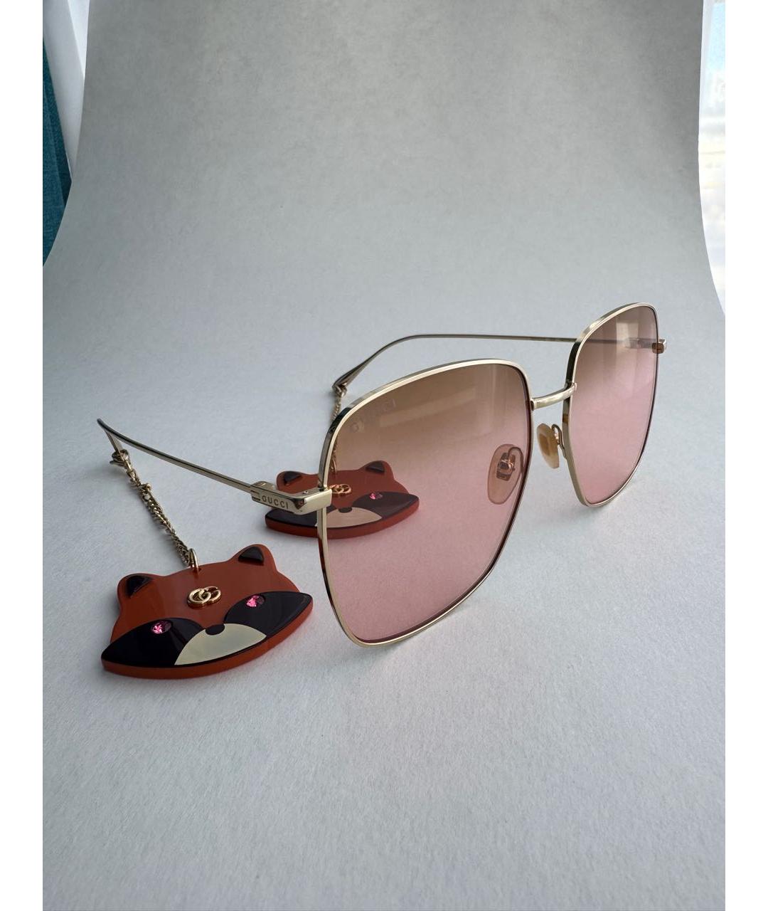 GUCCI Розовые металлические солнцезащитные очки, фото 2