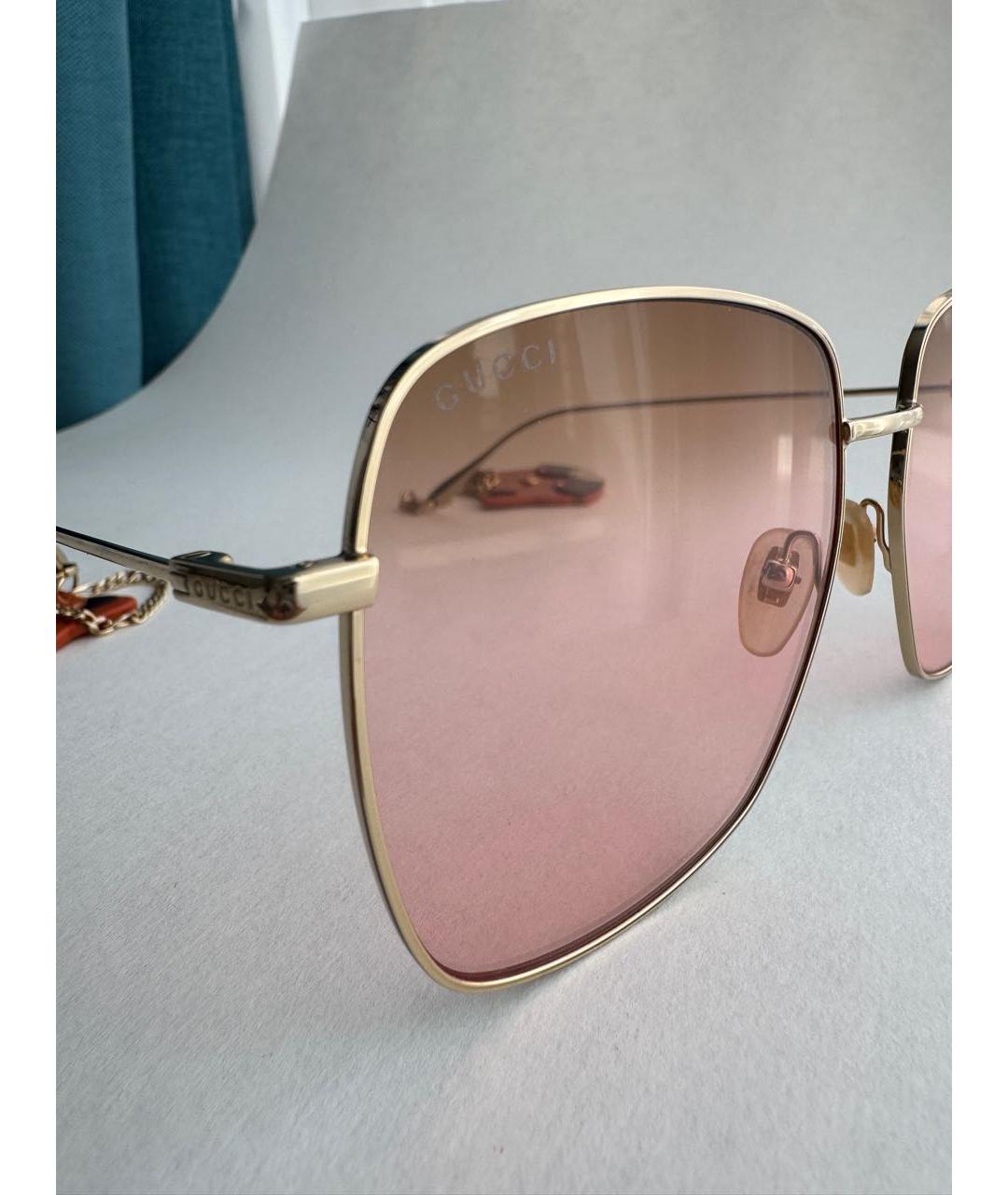 GUCCI Розовые металлические солнцезащитные очки, фото 3