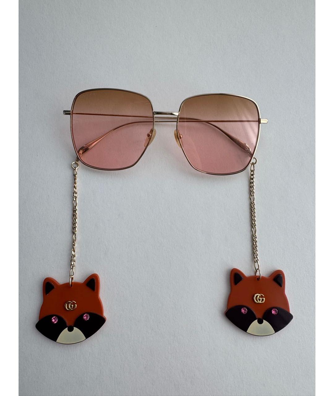 GUCCI Розовые металлические солнцезащитные очки, фото 9
