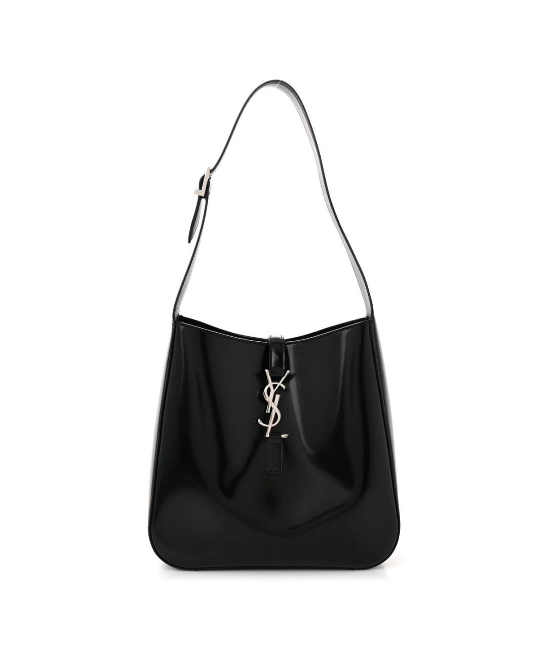 SAINT LAURENT Черная сумка через плечо из лакированной кожи, фото 1
