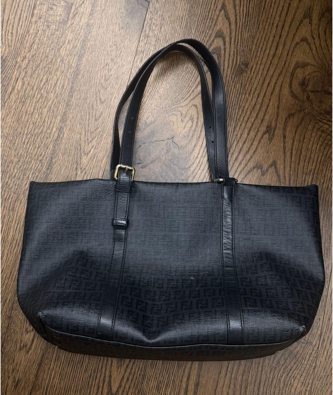 FENDI Черная сумка тоут из канвы, фото 4
