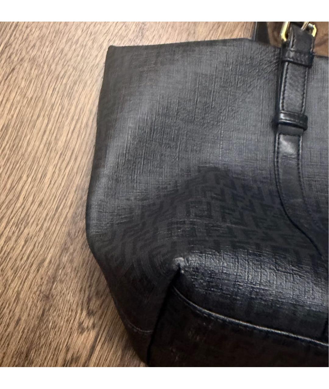 FENDI Черная сумка тоут из канвы, фото 5