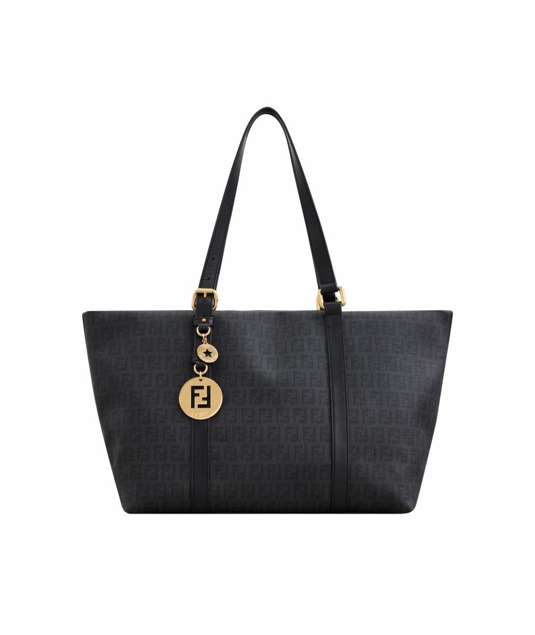 FENDI Черная сумка тоут из канвы, фото 1