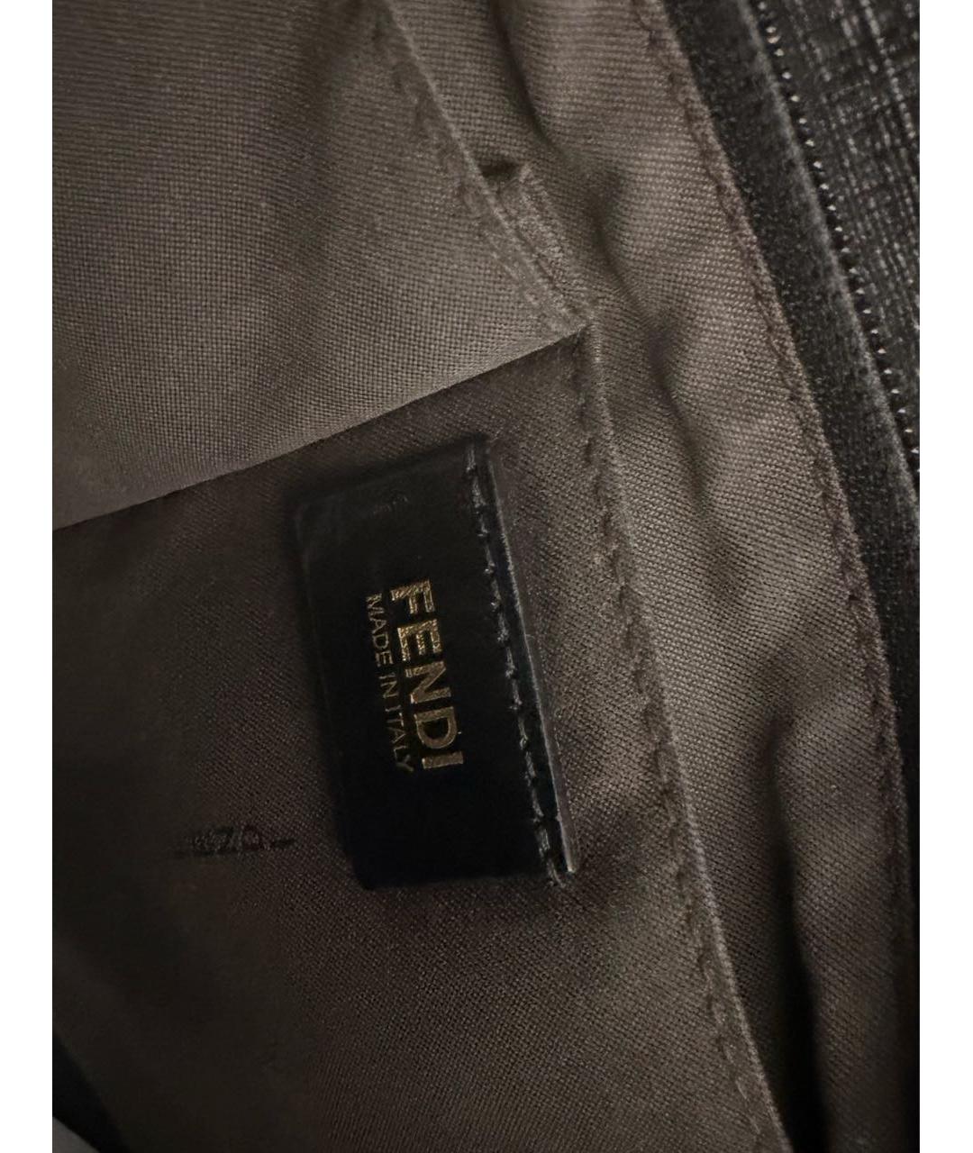 FENDI Черная сумка тоут из канвы, фото 7
