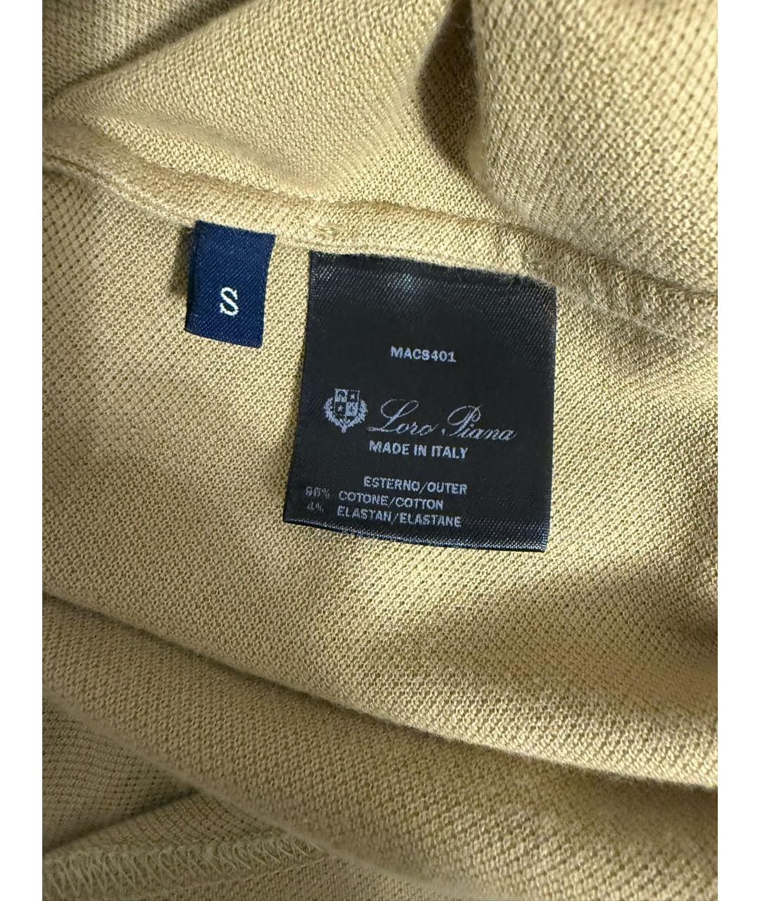 LORO PIANA Горчичное хлопко-эластановое поло с коротким рукавом, фото 4