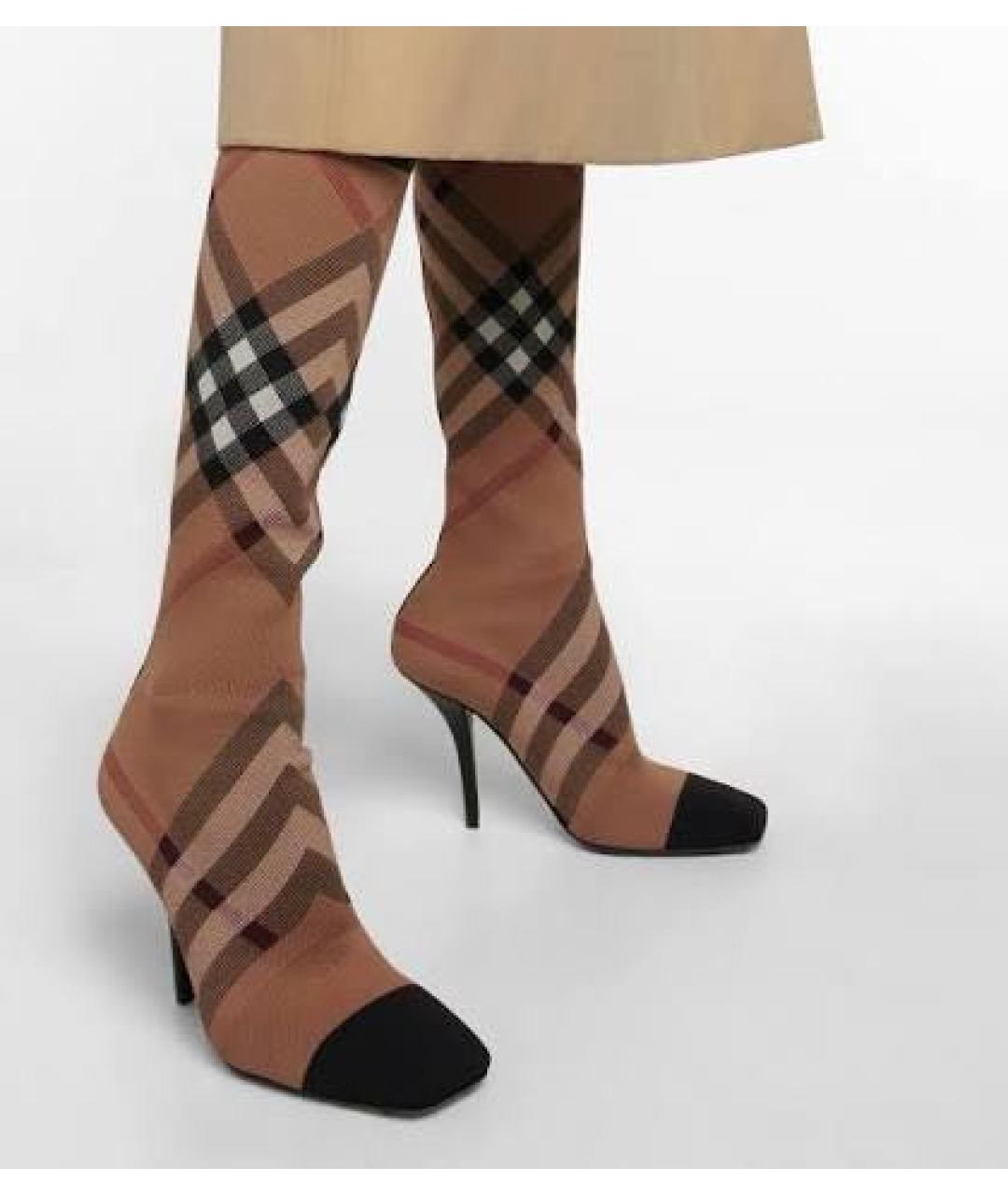 BURBERRY Коричневые текстильные сапоги, фото 3