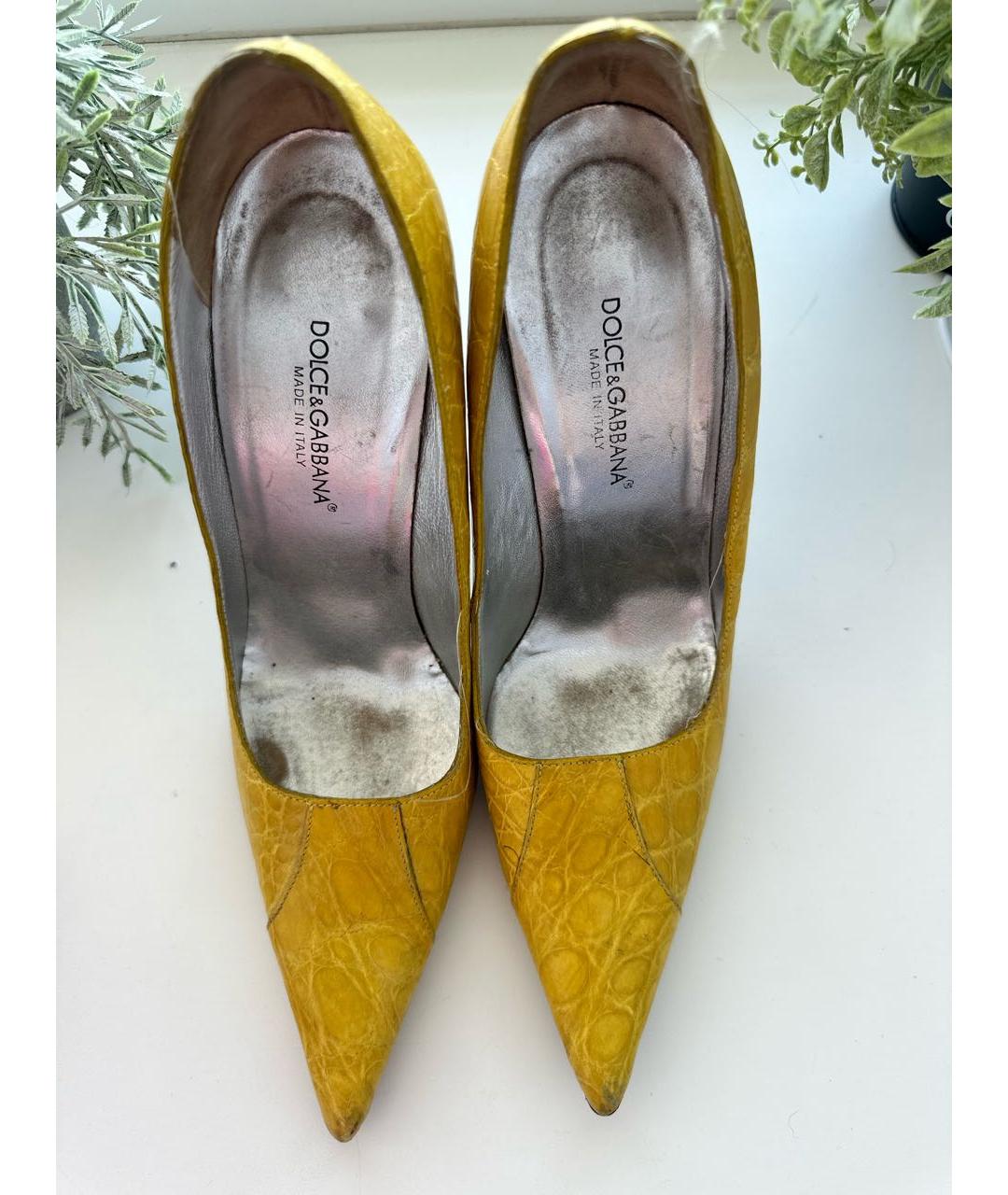 DOLCE&GABBANA Желтые кожаные туфли, фото 3