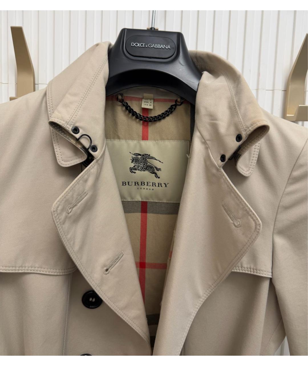 BURBERRY Бежевое хлопковое пальто, фото 3