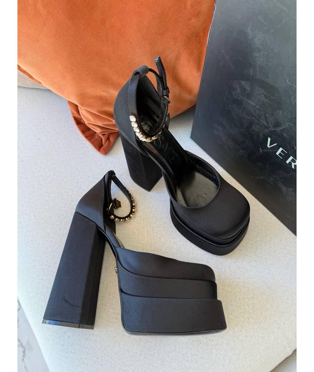 VERSACE Черные текстильные туфли, фото 9