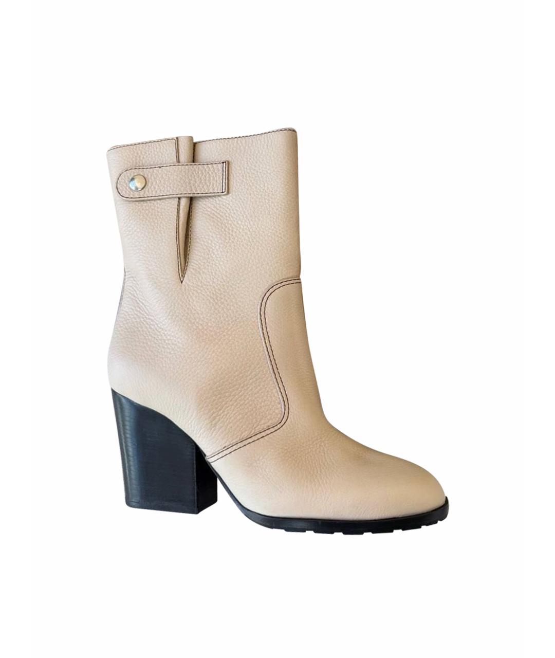 GIUSEPPE ZANOTTI DESIGN Бежевые кожаные полусапоги, фото 1