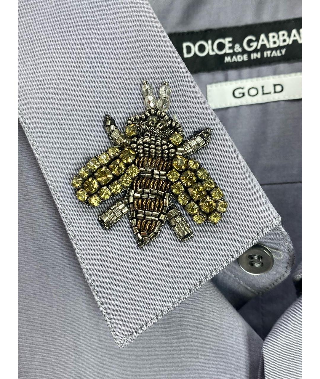 DOLCE&GABBANA Серая хлопко-шелковая кэжуал рубашка, фото 4