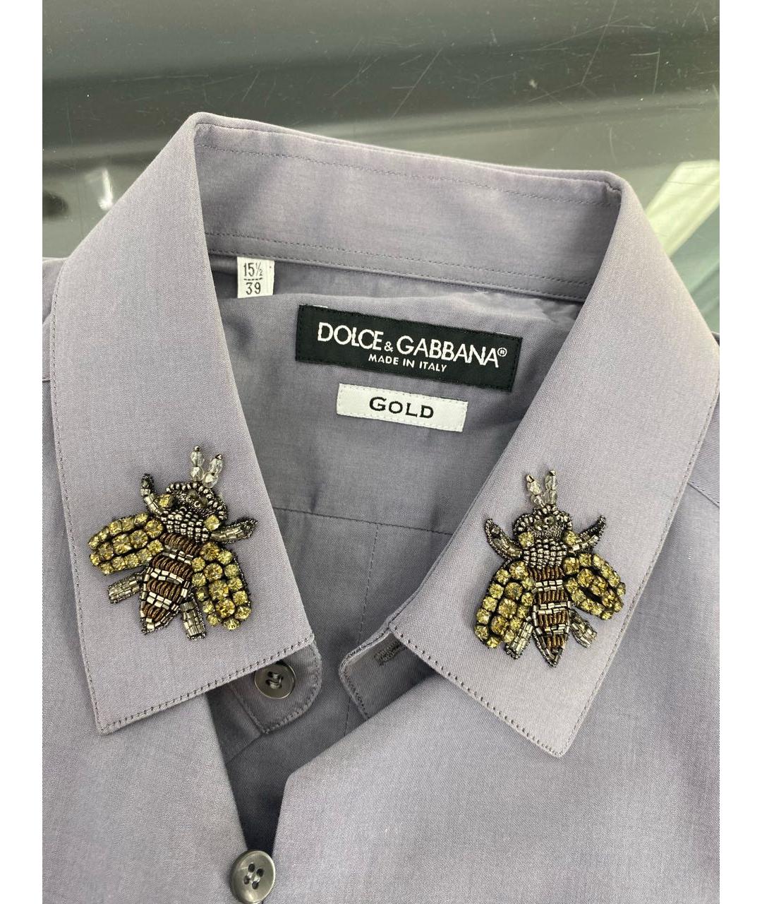 DOLCE&GABBANA Серая хлопко-шелковая кэжуал рубашка, фото 3