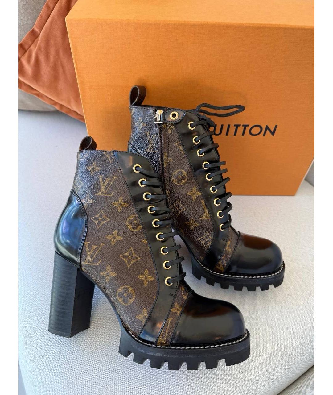 LOUIS VUITTON Коричневые кожаные ботильоны, фото 9