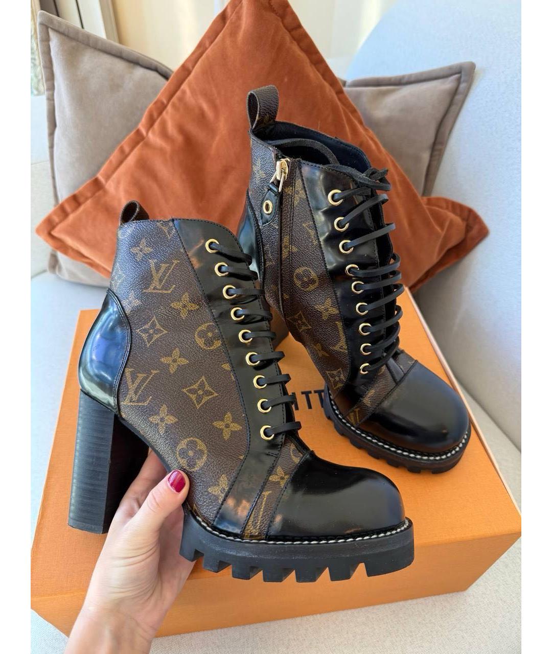 LOUIS VUITTON Коричневые кожаные ботильоны, фото 6