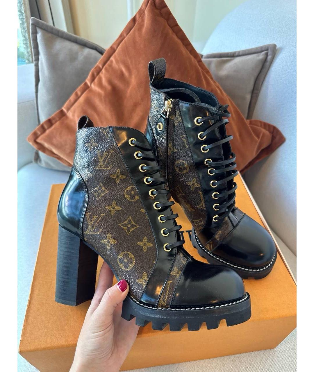 LOUIS VUITTON Коричневые кожаные ботильоны, фото 8