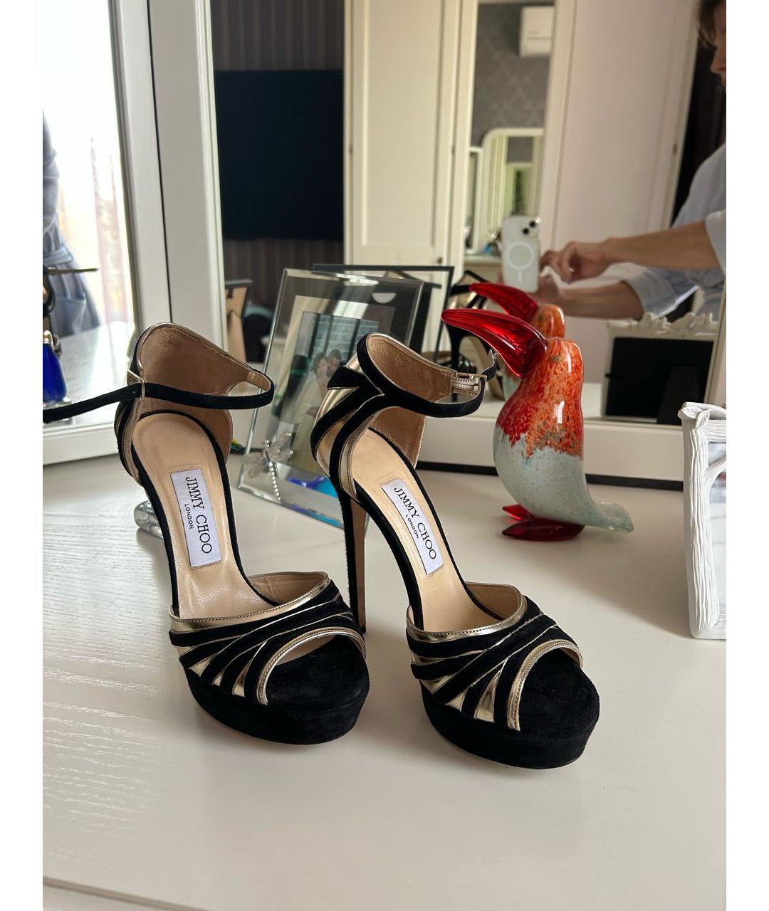 JIMMY CHOO Черные кожаные босоножки, фото 9