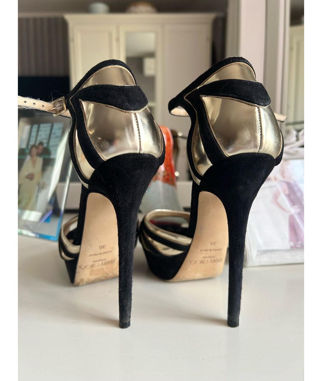 JIMMY CHOO Черные кожаные босоножки, фото 4