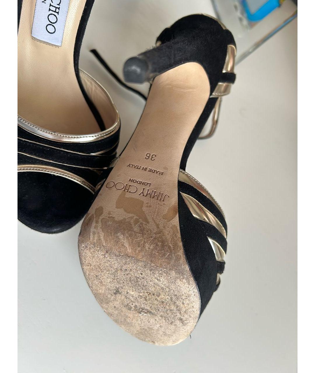 JIMMY CHOO Черные кожаные босоножки, фото 3