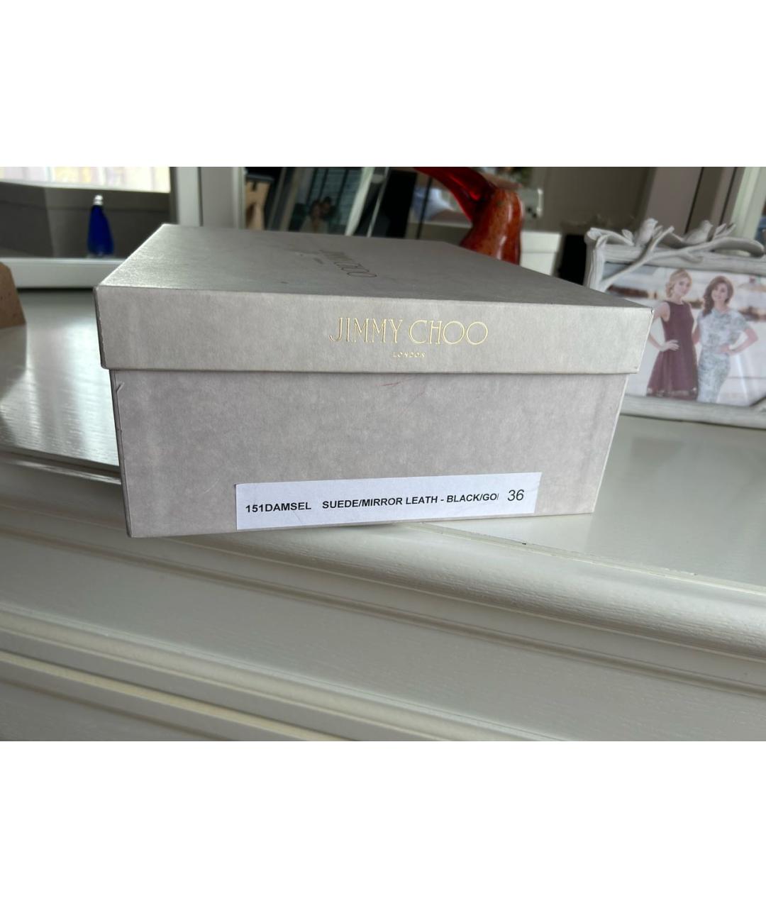 JIMMY CHOO Черные кожаные босоножки, фото 7